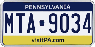 PA license plate MTA9034