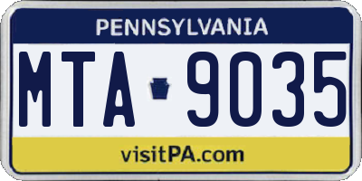 PA license plate MTA9035