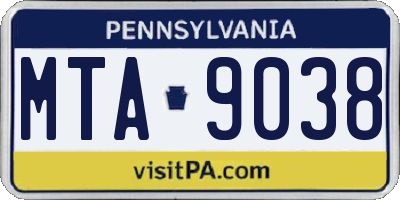 PA license plate MTA9038