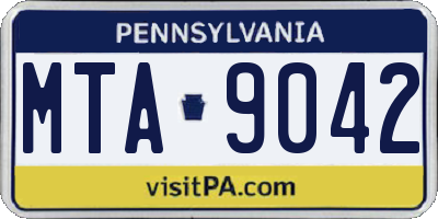 PA license plate MTA9042