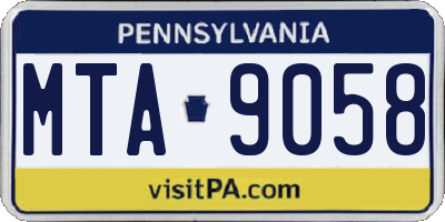 PA license plate MTA9058
