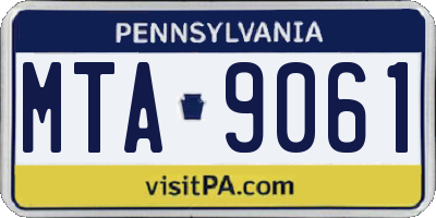 PA license plate MTA9061