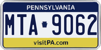 PA license plate MTA9062