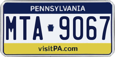 PA license plate MTA9067