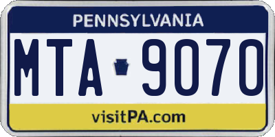 PA license plate MTA9070