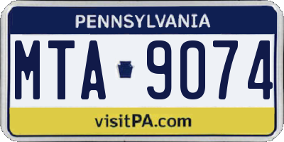 PA license plate MTA9074