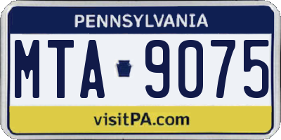 PA license plate MTA9075