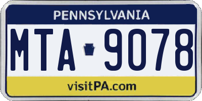 PA license plate MTA9078