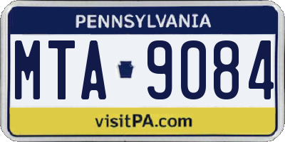 PA license plate MTA9084
