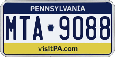 PA license plate MTA9088