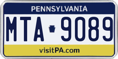 PA license plate MTA9089