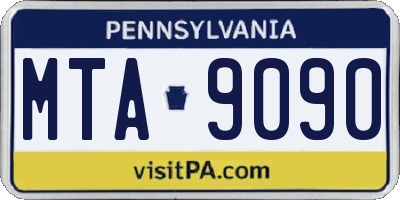 PA license plate MTA9090