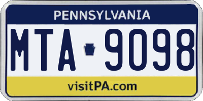 PA license plate MTA9098