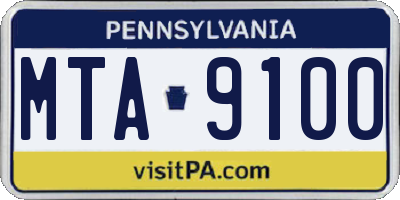 PA license plate MTA9100