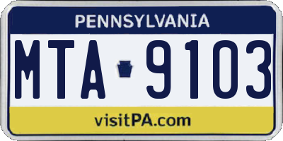 PA license plate MTA9103