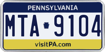 PA license plate MTA9104