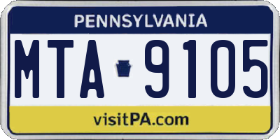 PA license plate MTA9105