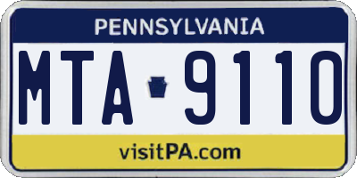 PA license plate MTA9110