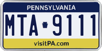 PA license plate MTA9111