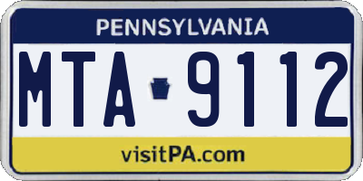 PA license plate MTA9112