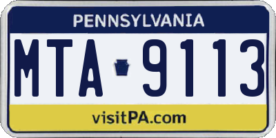 PA license plate MTA9113