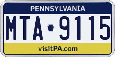 PA license plate MTA9115