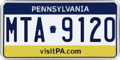 PA license plate MTA9120