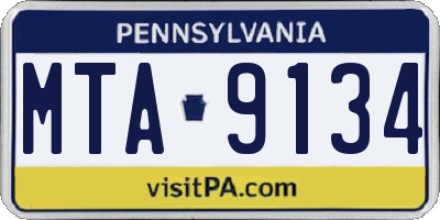 PA license plate MTA9134