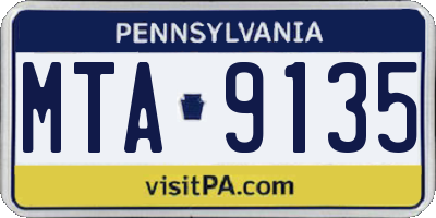 PA license plate MTA9135