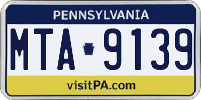 PA license plate MTA9139