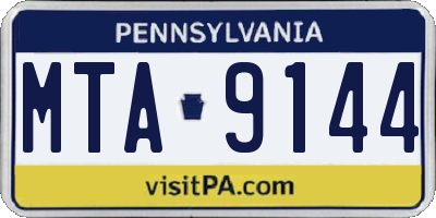 PA license plate MTA9144