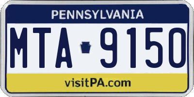 PA license plate MTA9150