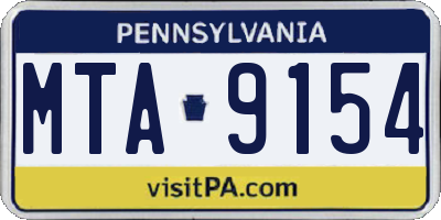 PA license plate MTA9154