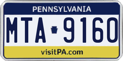 PA license plate MTA9160