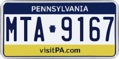PA license plate MTA9167