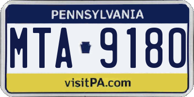 PA license plate MTA9180
