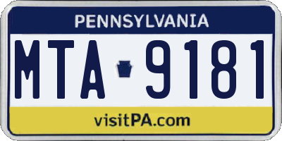 PA license plate MTA9181