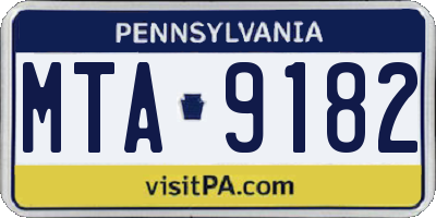 PA license plate MTA9182