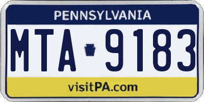 PA license plate MTA9183