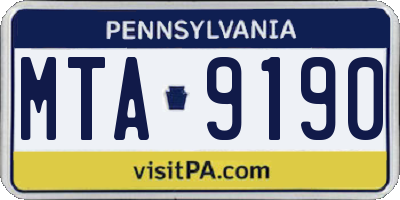 PA license plate MTA9190