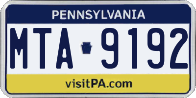 PA license plate MTA9192