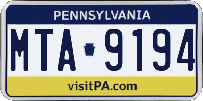 PA license plate MTA9194