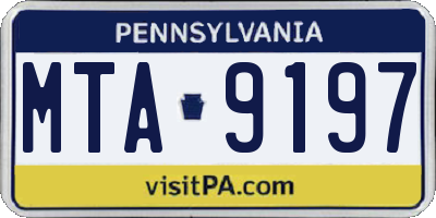 PA license plate MTA9197