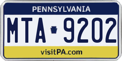 PA license plate MTA9202