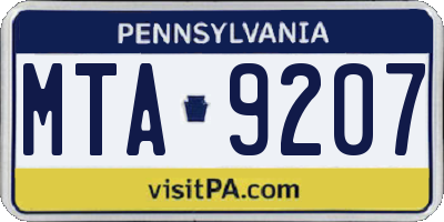 PA license plate MTA9207