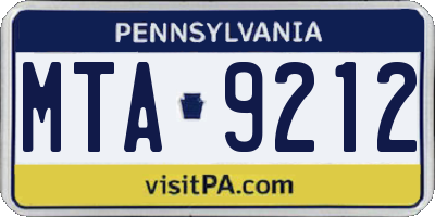 PA license plate MTA9212