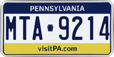 PA license plate MTA9214