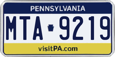 PA license plate MTA9219