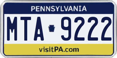 PA license plate MTA9222