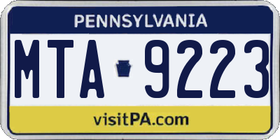 PA license plate MTA9223
